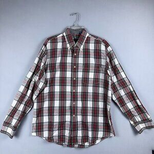 Izod Tartan Plaid Shirt Mens Size Large 100% Cotton Multi Colour